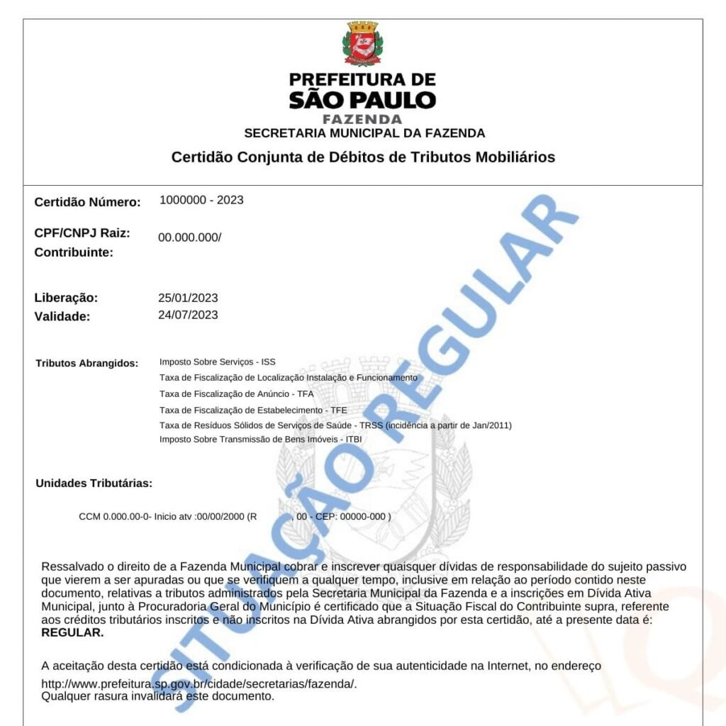 Certidão Conjunta de Débitos de Tributos Mobiliários