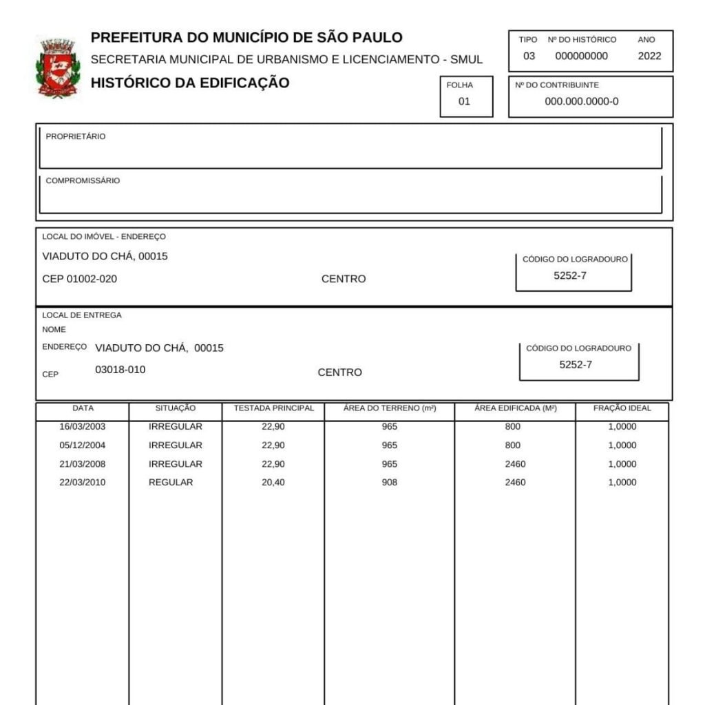 Histórico da Edificação