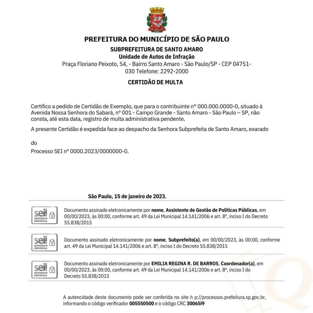 Certidão de Multa