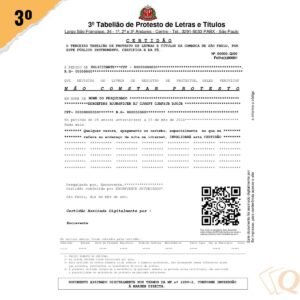 Certidão 3º Cartório de Protesto de São Paulo